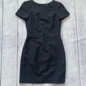 Theory Cassii Wool Blend Classic Black Mini Sheath Dress Size 4